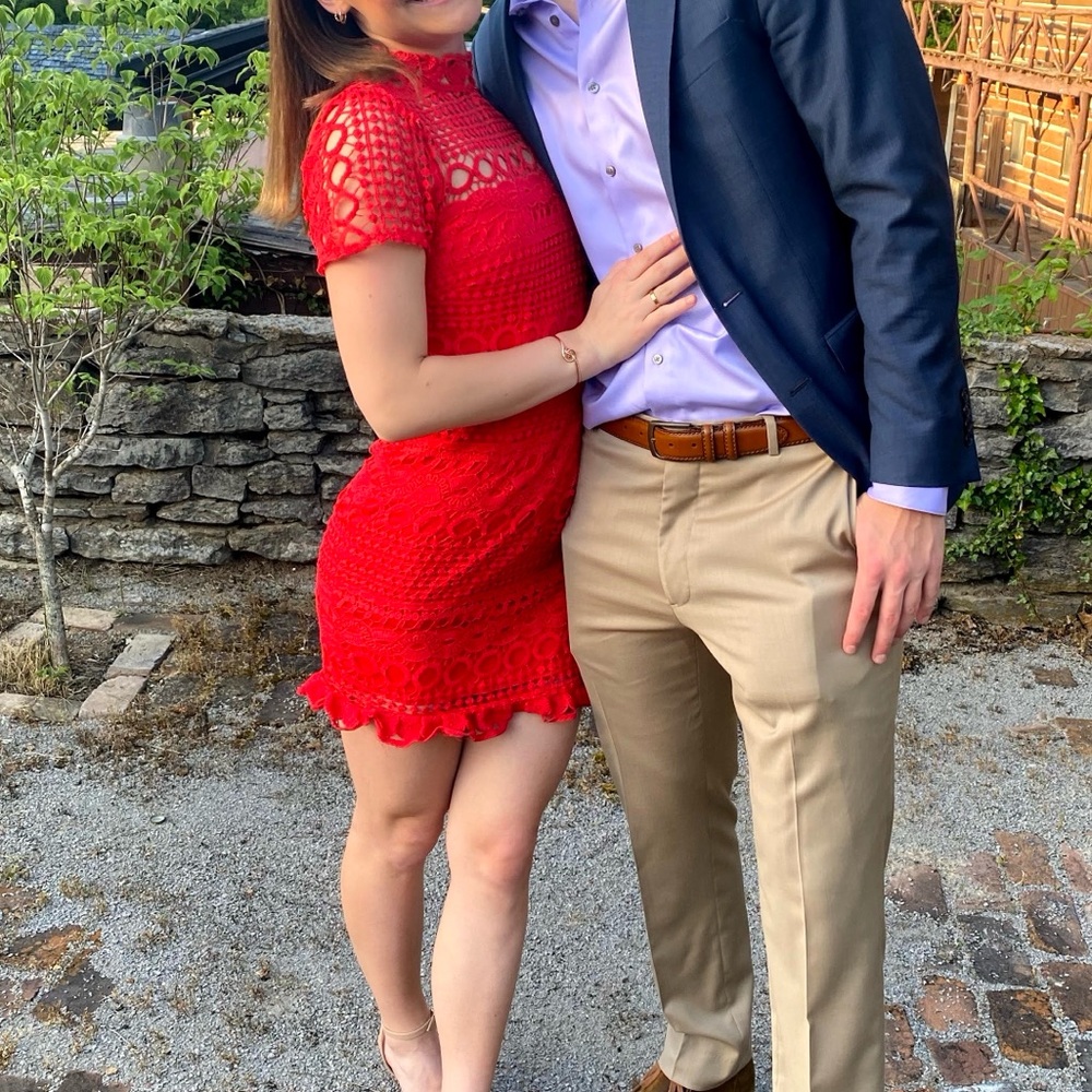 Hello Molly Red Crochet/Lace Mini Dress